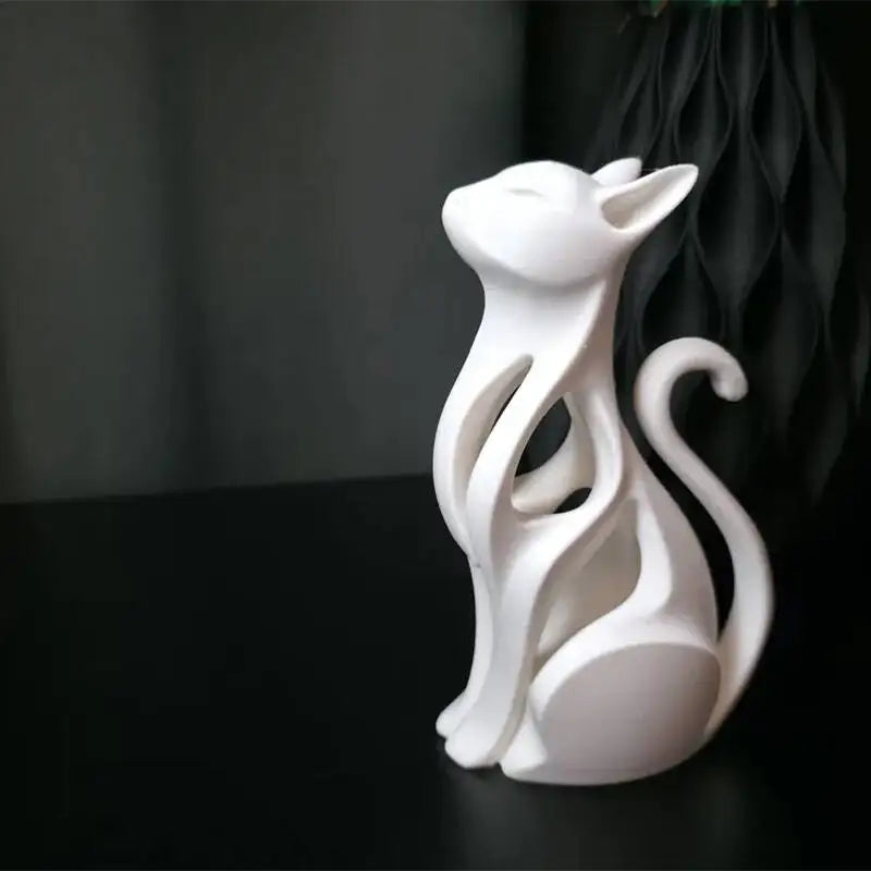 Elegantna moderna skulptura mačke u sedećem položaju – 3D štampana dekoracija - Slika 7
