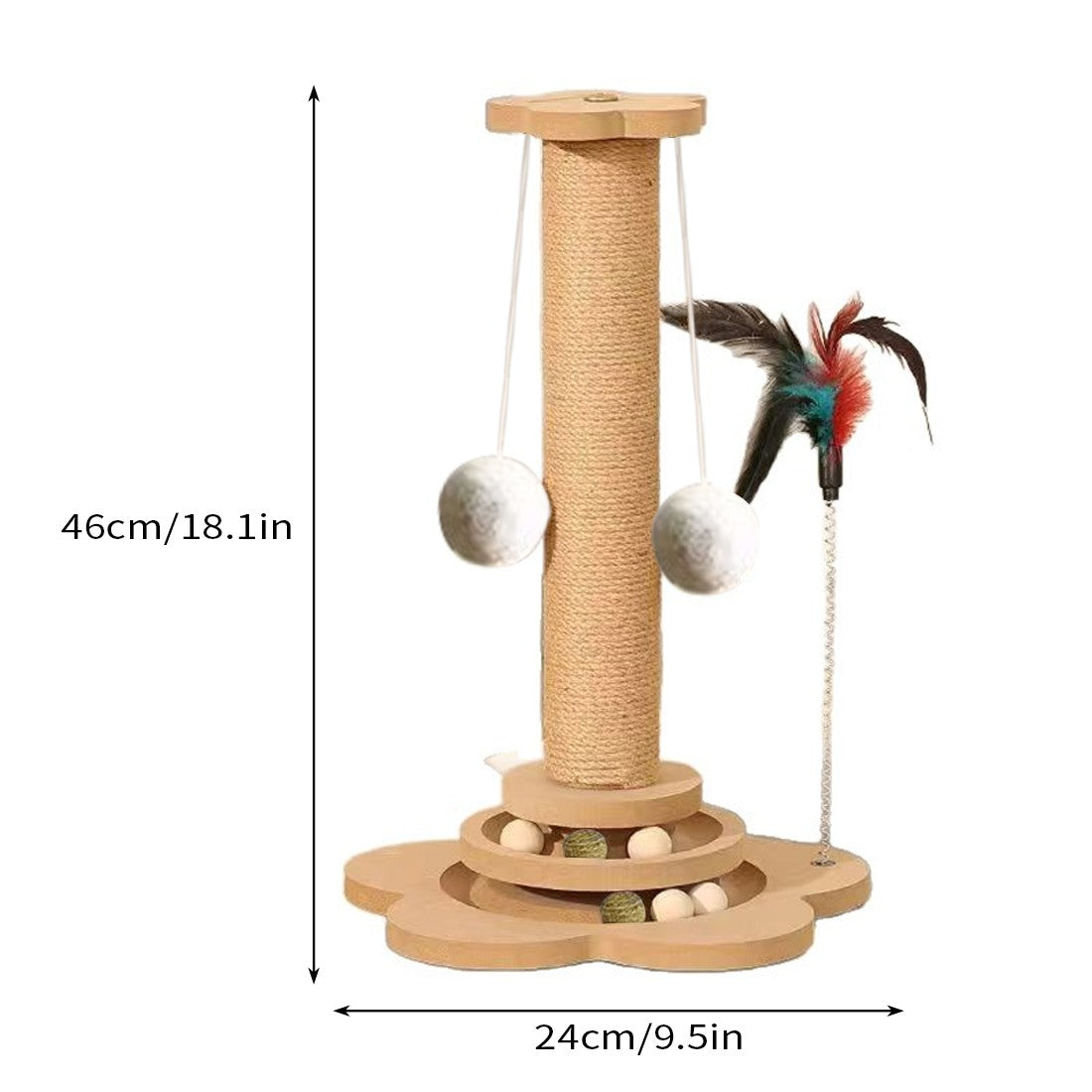 Interaktivno drvo za mačke sa vrtećim pločama i loptama – 46×24 cm - Slika 6